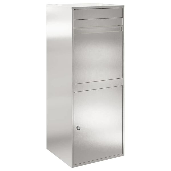 vidaXL Paketdrop-Box mit Speicher Silber 47,5 x 38 x 59 cm Edelstahl