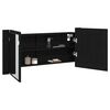 vidaXL LED Spiegel-Schrank Schwarz Eichen-Optik 100 x 12 x 45 cm