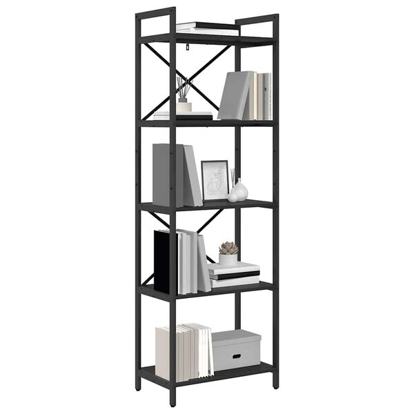 vidaXL B&uuml;cherregal Schwarz Eichen-Optik 56 x 34 x 171 cm Holzwerkstoff
