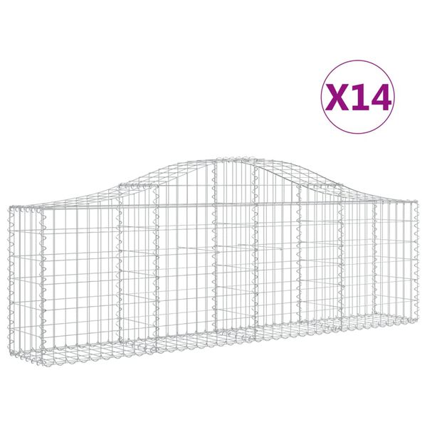 vidaXL Gabionen mit Hochbogen 14 Stk. 200x30x60/80 cm Verzinktes Eisen