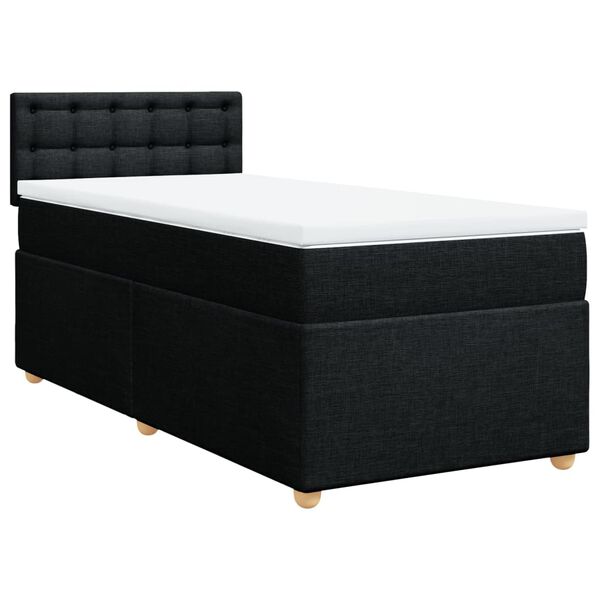 vidaXL Boxspringbett mit Matratze Schwarz 90x190 cm Stoff
