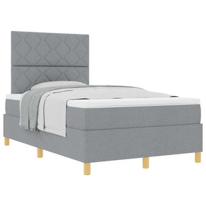 vidaXL Boxspringbett mit Matratze Hellgrau 120 x 200 cm Stoff