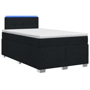 vidaXL Boxspringbett mit Matratze und LED Schwarz 120 x 200 cm Stoff