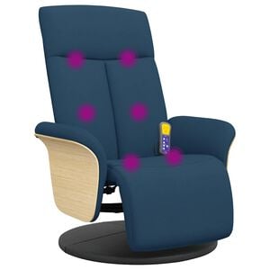 vidaXL Massagesessel mit Fu&szlig;teil Blau Stoff