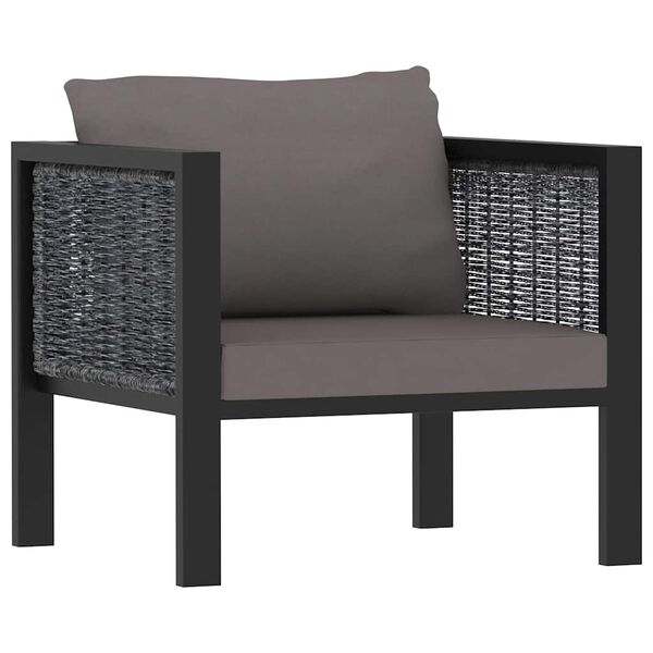 vidaXL Sofa-Element mit Kissen Poly Rattan Anthrazit