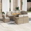 vidaXL 9-tlg. Garten-Sofagarnitur mit Kissen Beige Poly Rattan