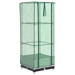 vidaXL Hochbeet mit Gew&auml;chshaus-Aufsatz Rattan-Optik 40x40x123 cm
