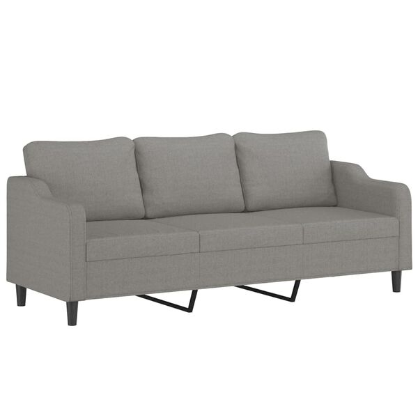 vidaXL 3-Sitzer-Sofa mit Hocker Dunkelgrau 210 cm Stoff