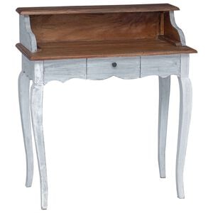 vidaXL Schreibtisch Braun und Wei&szlig; 80 x 40 x 92 cm Massivholz Mahagoni