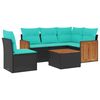 vidaXL 6-teiliges Gartensofa-Set mit Kissen, schwarzes Polyrattan