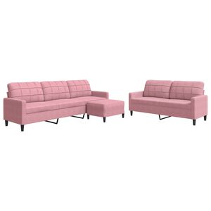 vidaXL 3-tlg. Sofagarnitur mit Kissen Rosa Samt