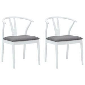 vidaXL Esszimmerstuhl 2 pcs Wei&szlig; und Grau Massives Gummiholz