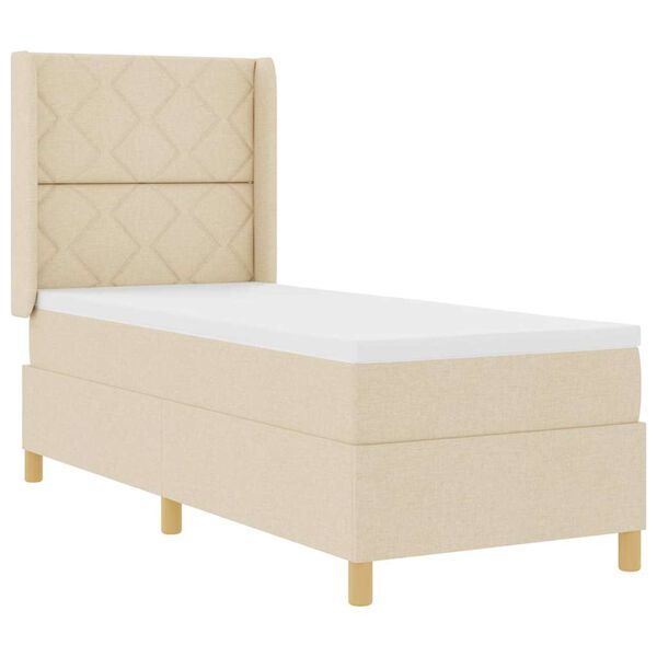 vidaXL Boxspringbett mit Matratze Creme 140 x 200 cm Stoff