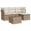 vidaXL 5-tlg. Garten-Sofagarnitur mit Kissen Beige Poly Rattan