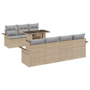 vidaXL Gartensofa-set mit Kissen 8 pcs Beige Poly-Rattan