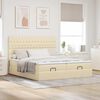 vidaXL Ottoman-Bett mit Matratzen & LEDs Creme 200x200 cm Stoff