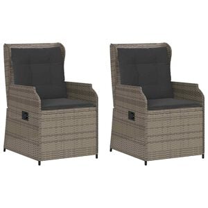 vidaXL Gartenbank 2 Stk. Grau Poly-Rattan