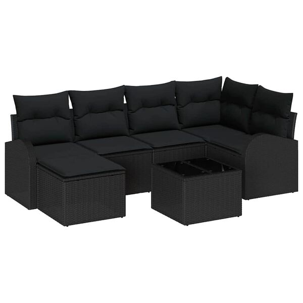 vidaXL Gartensofa-set 7 pcs Schwarz Poly-Rattan
