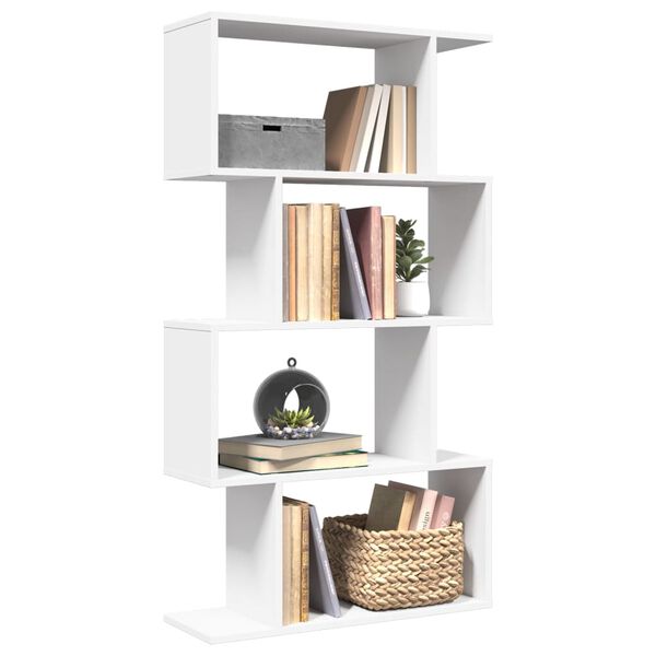 vidaXL Raumteiler B&uuml;cherregal 4-stufig Wei&szlig; 70x24x129 cm Holzwerkstoff