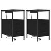 vidaXL Nachttisch 2 stk. Schwarz Eichen-Optik 30 x 48 x 61 cm