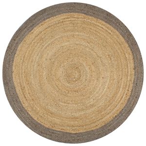 vidaXL Teppich Handgefertigt Jute mit Grauem Rand 90 cm