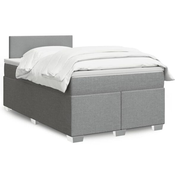 vidaXL Boxspringbett mit Matratze Hellgrau 120x190 cm Stoff