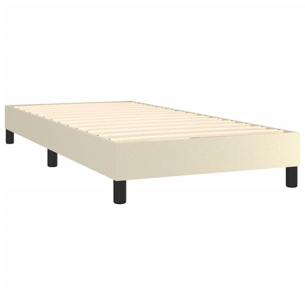 vidaXL Boxspringbett mit Matratze Creme 90x200 cm Kunstleder