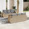 vidaXL 7-tlg. Garten-Sofagarnitur mit Kissen Beige Poly Rattan