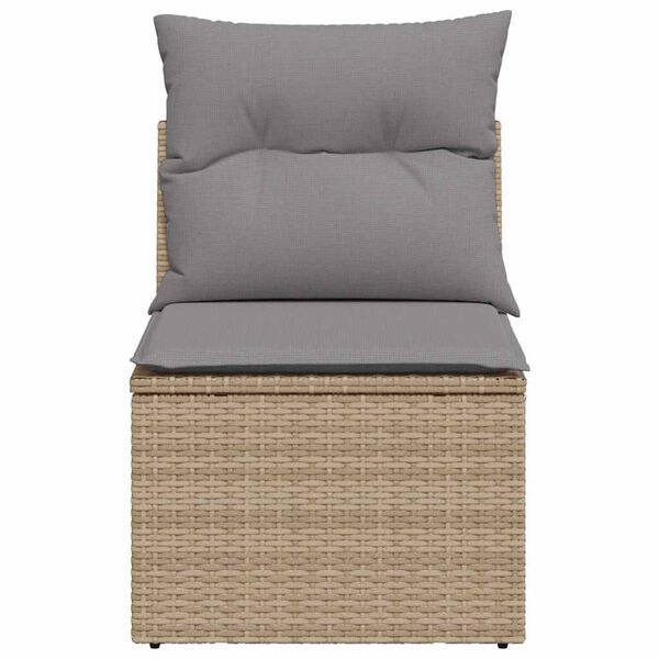 vidaXL Gartensessel ohne Armlehnen mit Kissen Beige Poly Rattan