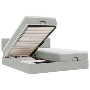 vidaXL Ottoman-Bett mit Matratzen Hellgrau 200x200 cm Samt