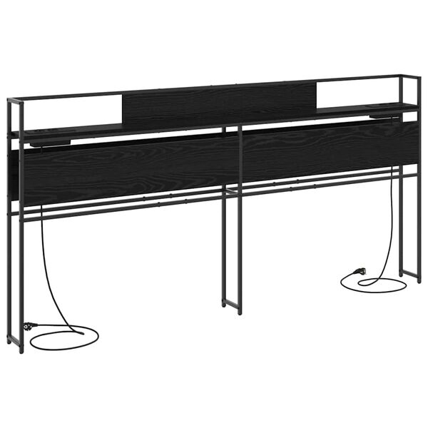 vidaXL Stauraum-Kopfteil Schwarz Eichen-Optik 180 cm Holzwerkstoff