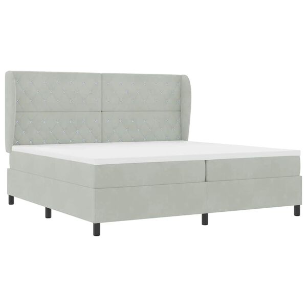 vidaXL Boxspringbett mit Matratze Hellgrau 200 x 200 cm Polyester
