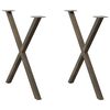 vidaXL Esstischbeine X-Form 2 Stk. Naturstahl 70x(72-73) cm Stahl