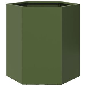 vidaXL Pflanzk&uuml;bel Olivgr&uuml;n Sechseckig 46x40x45 Stahl