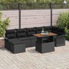 vidaXL Garten-Sofa-Set mit Speicher 8 pcs Schwarz Poly Rattan