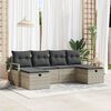 vidaXL Sofa Set mit Kissen mit Speicher 6 pcs Hellgrau Poly-Rattan