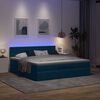 vidaXL Ottoman-Bett mit Matratze & LEDs Dunkelblau 180x200 cm Samt