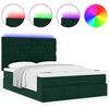 vidaXL Ottoman-Bett mit Matratzen & LEDs Dunkelgr&uuml;n 140x190 cm Samt