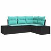 vidaXL Gartensofa-set 4 stk. Schwarz und T&uuml;rkis Poly-Rattan
