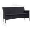 vidaXL 4-tlg. Garten-Lounge-Set mit Auflagen Poly Rattan Schwarz