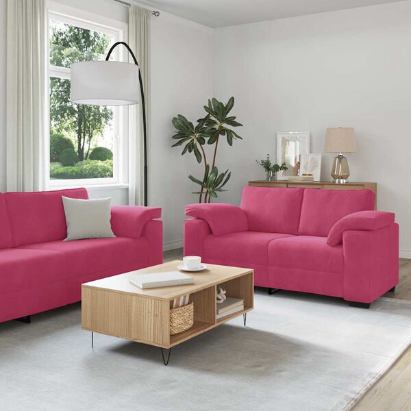 vidaXL 2-teiliges Sofa-Set mit Kissen, weinroter Samt