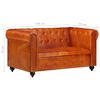 vidaXL Chesterfield-Sofa 2-Sitzer Hellbraun Echtleder