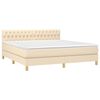 vidaXL Boxspringbett mit Matratze & LED Creme 180x200 cm Stoff