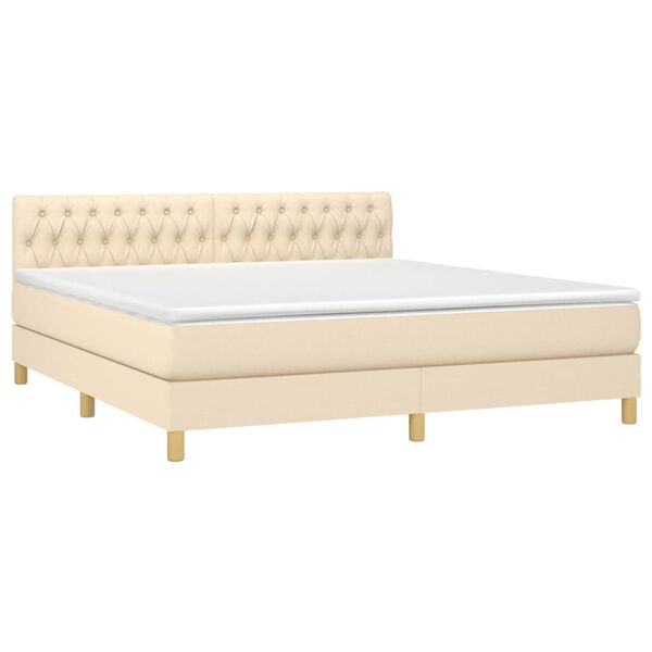 vidaXL Boxspringbett mit Matratze & LED Creme 180x200 cm Stoff