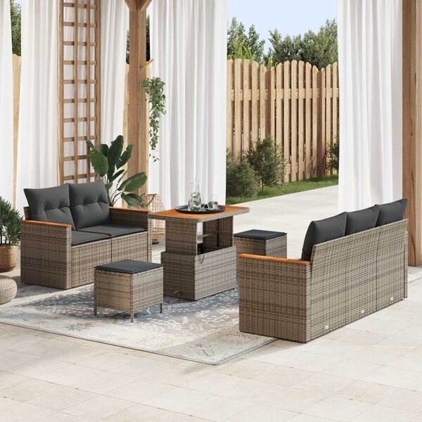 vidaXL Gartensofa-set 8 pcs Grau Poly-Rattan
