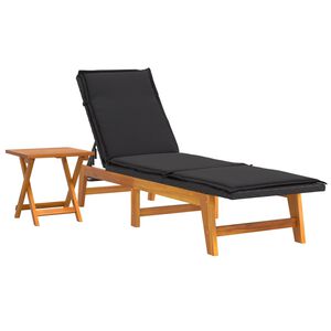 vidaXL Sonnenliege mit Tisch Poly Rattan und Massivholz Akazie