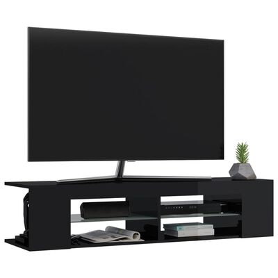 vidaXL TV-Schrank mit LED-Leuchten Hochglanz-Schwarz 135x39x30 cm