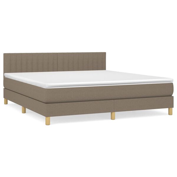 vidaXL Boxspringbett mit Matratze Taupe 160x200 cm Stoff