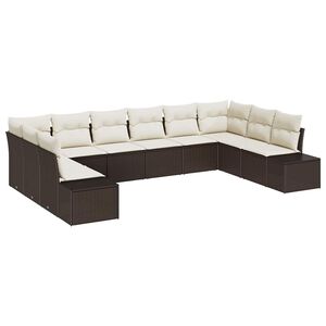 vidaXL Gartensofa-set mit Kissen 10 pcs Braun und Creme Polyrattan
