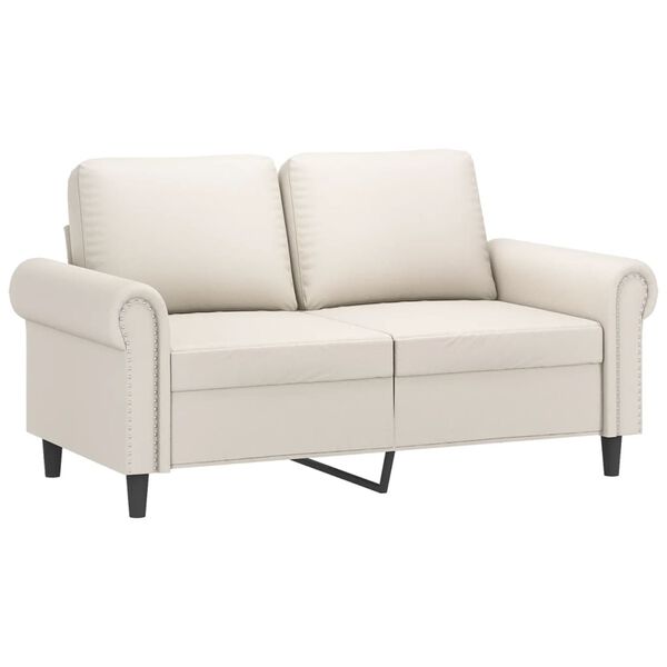 vidaXL 2-Sitzer-Sofa mit Kissen Creme 120 cm Kunstleder